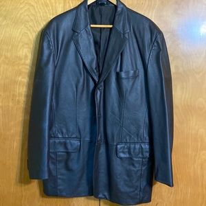 J. Ferrar Dark Brown Leather Jacket. Size L